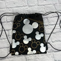 Disney Mickey Mouse Cinch Bag Backpack Black Gold Silver 15&quot;x11&quot; - £10.24 GBP