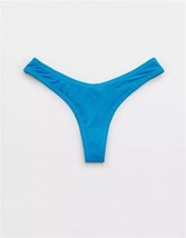 American Eagle Aerie Modal Hi Cut Thong Panties SMALL Bright Blue Rib Silky - £11.96 GBP