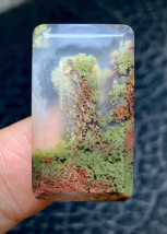 Scenic Moss Agate Rectangle Cabochon 27x16x6mm - $57.99