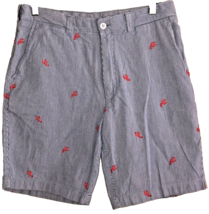Cremieux Seersucker Madison Shorts Size 32  Flat Front Embroidered Lobsters - £11.71 GBP