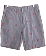 Cremieux Seersucker Madison Shorts Size 32  Flat Front Embroidered Lobsters - £11.78 GBP