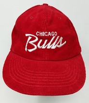 Chicago Bulls Hat Script Snapback Cap Corduroy NBA 90s 1990s Jordan NBA VTG - £88.72 GBP