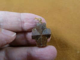 (CR501-41) 13/16&quot; oiled Fairy Stone Pendant CHRISTIAN CROSS Staurolite Crystal - £20.61 GBP