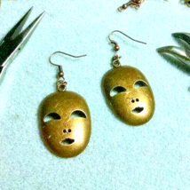 Earrings Jewelry / Bronze Mask / Mixed Metal / Dangle &amp; Drop / Theater Fashion  - £10.18 GBP