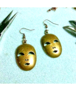 Earrings Jewelry / Bronze Mask / Mixed Metal / Dangle &amp; Drop / Theater F... - £10.20 GBP