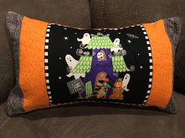 October Halloween Haunted Ghost House Pillow - £14.33 GBP