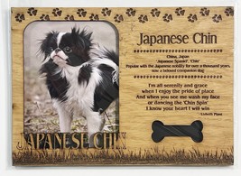 Japanese Chin Dog Profile Laser Engraved Wood Picture Frame Magnet - £10.85 GBP