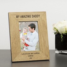 Personalised My / Our Amazing Daddy Wooden Photo Frame Gift Birthday Christmas F - £12.13 GBP