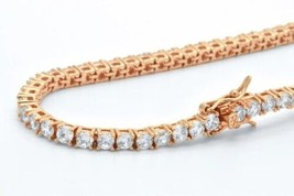 4mm Simulated Diamond Tennis Necklace Unisex in 14K Rose Gold over 925 - £165.45 GBP