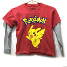 Pokemon Pikachu Y2K Long Sleeve T Shirt T Shirt Youth Kids Size XS Unisex Red - £7.73 GBP