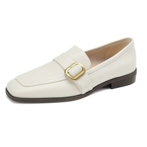 Ladies Basic White Mules Real Leather Daily Driving Flats Women Moccasins Square - £96.84 GBP