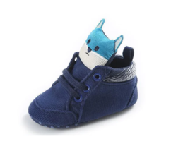 NEW Woodland Fox Sneakers Baby Shoes size 1 (S) 0-6 months blue corduroy - £7.19 GBP