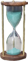 Sand Timer Sea Green Color Sand Hour Glass Vintage Sand Timer Solid Brass Sand T - £17.59 GBP