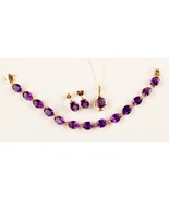 *Intence Color Amethyst 14K Gold Jewelry Set Bracelet Earrings Pendant N... - $1,248.65 CAD