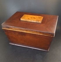 19th Century Antique British Wooden Inlaid Tea Box with Original Tin Lining - £162.27 GBP