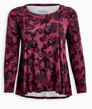 Torrid Super Soft Skull Rose Print Long Sleeve Flare Top Plus Size 3X - $29.99