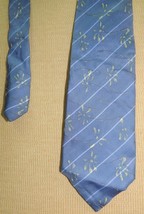 Loris Azzaro France Neck Tie/Necktie Silk blue white stripe floral 57&quot;x3... - £13.44 GBP
