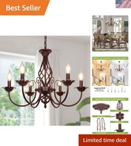Versatile 6-Light Candle Chandelier - Ideal for Living Room, Kitchen, an... - $104.99
