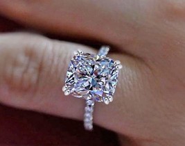 Belle bague de fiançailles en diamant taille coussin de 2,65 ct en or blanc... - £197.49 GBP