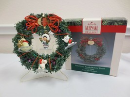 Hallmark 4 Miniature Ornaments Frosty Friends Set with Memory Wreath 1990 w/box - £12.02 GBP