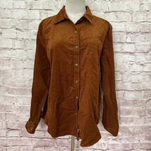 Natural Reflections Women’s Medium Button Down Top Corduroy Cinnamon Spice NEW - £26.55 GBP