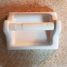 Vintage Taupe Wall Mount Ceramic Toilet Paper Holder Exc Cond Clean No Chips - £27.98 GBP
