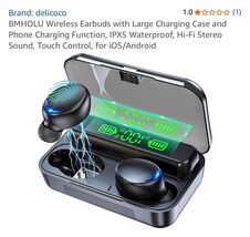 BMHOLU Wireless Earbuds with Large Charging Case and Phone Charging Func... - $16.71