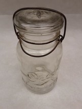 Drey Improved Ever Seal Vintage Mason Jar Clear No Seal Quart Wire Hold Down 34H - £19.19 GBP