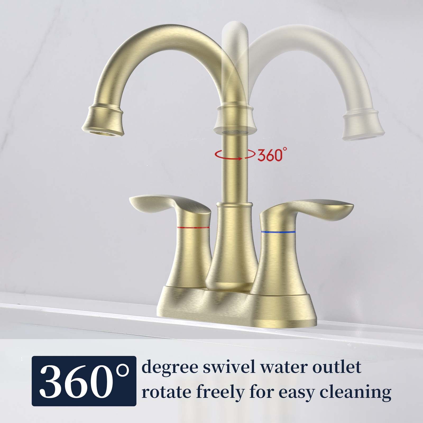 Brushed Gold Bathroom Faucet: 2-Handle High Arc Item image 4