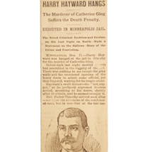 1895 Harry Hayward Hangs Executed Article Catherine Ging Murder Victoria... - $25.95 CAD