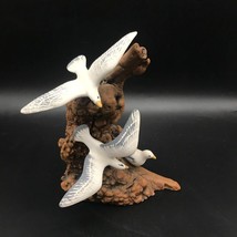 Vintage Cardee West Driftwood Sculpture with Bisque Seagull Figurines, Natural B - £59.36 GBP