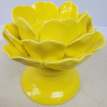 Vintage Farmhouse Style Floral Leaf Yellow Candle Holder 4.5x4.5 Inch - £12.32 GBP