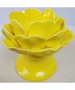 Vintage Farmhouse Style Floral Leaf Yellow Candle Holder 4.5x4.5 Inch - $15.43