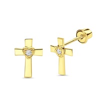 2.00 Ct Round Cut CZ Diamond Cross Stud Earrings 14K Yellow Gold Finish - £64.13 GBP