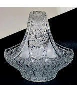 Fine Antique Queen lace Bohemian Czech Cut Crystal Basket Shape Bowl - $339.84 CAD
