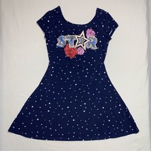 Polka Dot STAR Glitter Fit &amp; Flare Dress Girls 10-12 Floral Swing School... - £9.28 GBP