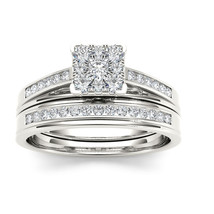Authenticity Guarantee 
10K White Gold 1/2ct TDW Diamond Square Shape Bridal Set - £711.13 GBP