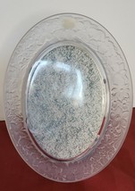 J. G. Durand Lead Glass Etched Frosted Crystal Oval Frame Blue Velvet - £15.20 GBP