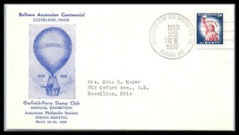 1958 US Cover-Balloon Ascension Centennial, Garfield Perry SC, Cleveland, OH E17 - £2.16 GBP