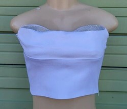 ZARA WHITE SHIMMERY CROP TOP Bling Sweetheart Neck 4661/034 SIZE XS/S NWT - £31.07 GBP