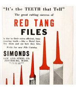 1936 Saw &amp; Steel Co Red Tang Files Advertisement Fitchburg Massachusetts... - $470.08 MXN