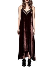 Zadig &amp; Voltaire Risty Velvet Silk Dress In Bordeaux $598, Sz XS, NWT! - £132.06 GBP