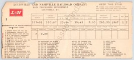 January 1967 Louisville And Nashville Railroad Company Pay Stub (147) - $12.60