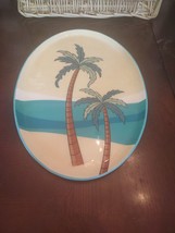 Oval Palm Tree Tray 15 X 10.5&quot; Metal - Brand New - $29.58
