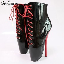 Sexy Black Extreme High Heel 18Cm Boots Ankle High Sexy Fetish Goth Ballet Heel  - £185.11 GBP