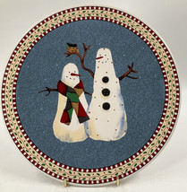 Sakura Debbie Mumm Snowman Stoneware Trivet/Hot Plate 9 3/4&quot; Holder 2 Snowmen - £8.93 GBP