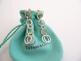 Tiffany &amp; Co Silver 18K Gold Circles Dangling Dangle Earrings Love Gift Pouch - £1,017.23 GBP