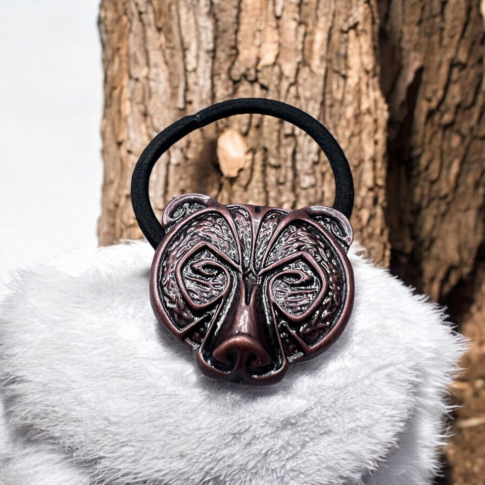 Vintage Bear Head Hair Tie – Tribal Animal Design Hair Accessory - $15.99