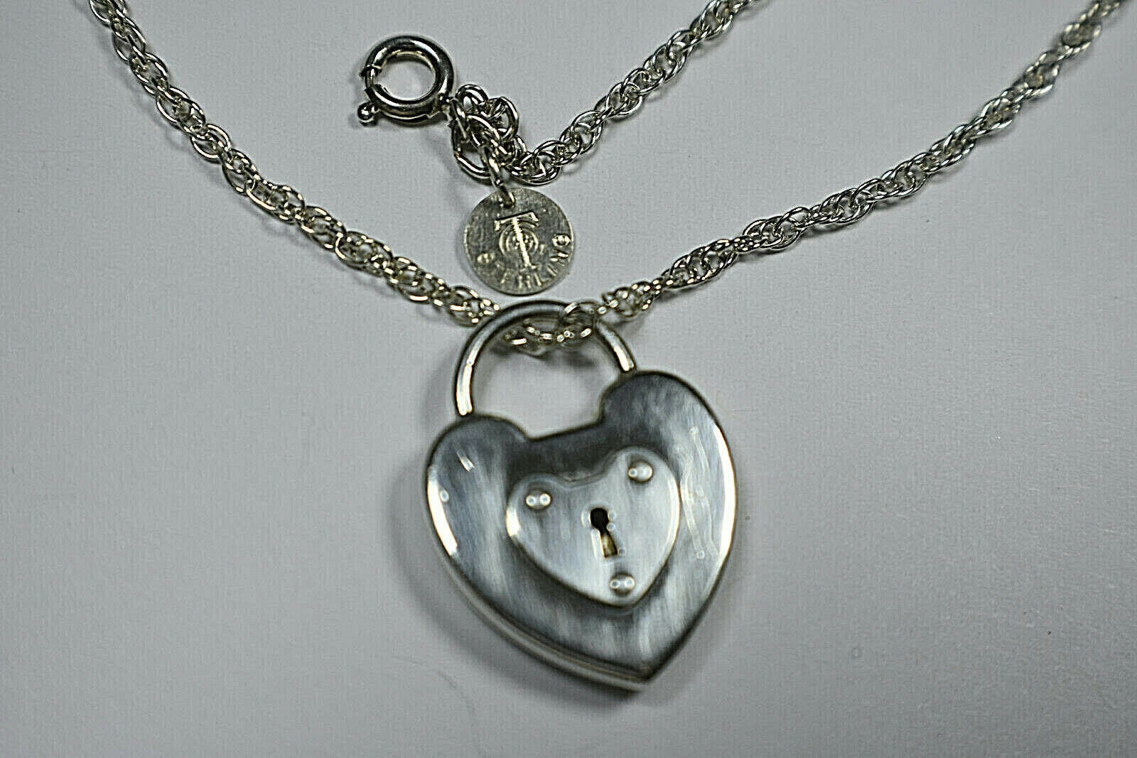 Primary image for Tiffany & Co 1" Silver Heart Emblem Padlock Lock Heavy Chain Necklace 18"