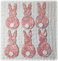 Vintage Cutter Quilt FeedSack Bunny Rabbit Peeps Appliques Die Cuts Trip... - $14.24